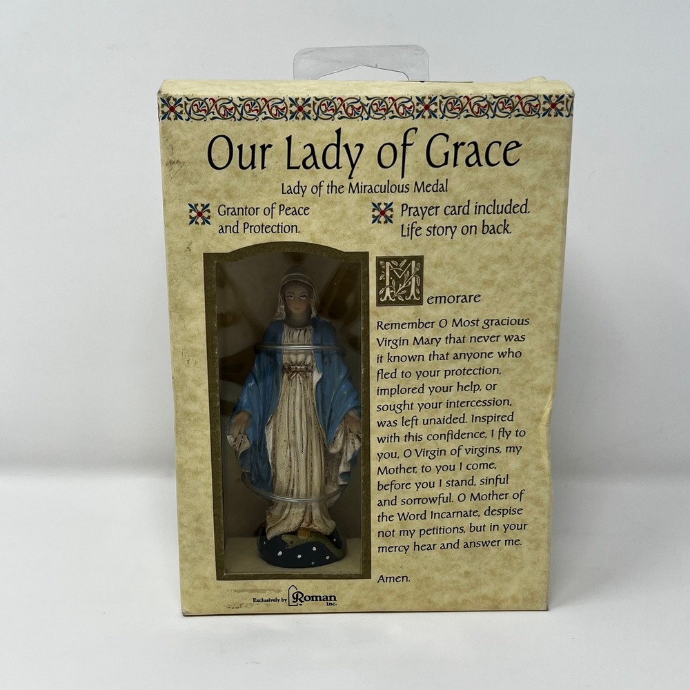 Roman Inc 1999 Our Lady of Grace Miraculous Medal Figurine 50283 New In Box